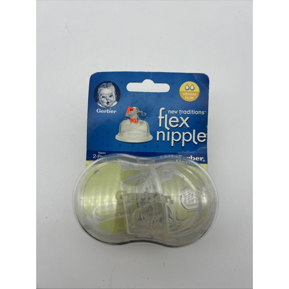 Gerber New Traditions Mouth Flex Nipple 2-Pack Medium Flow 78444 VTG 2001